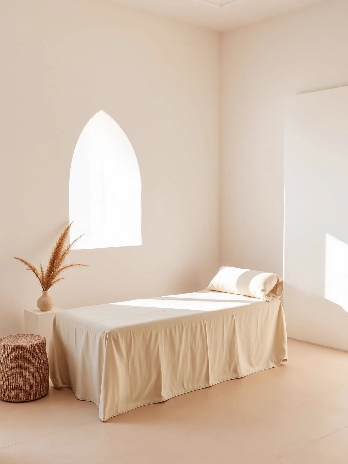 Deep Reset — calm sunlit treatment room with a linen-dressed couch