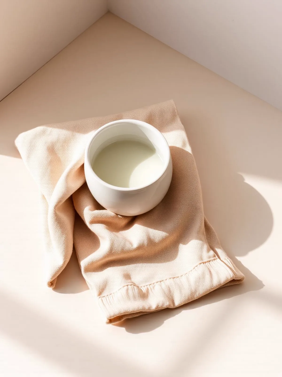 Foot Reflexology — bowl of warm water on folded linen in soft daylight